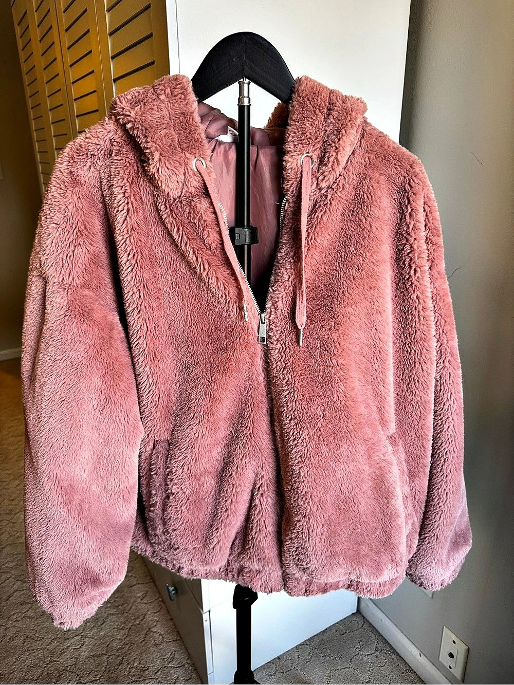 Time and Tru Faux Fur Full-Zip Jacket in Pink Size XL with mittens